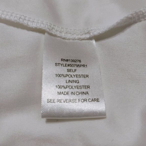 Daniel Rainn Dress Maxi High Neck Thin Straps Slit Chiffon Navy White Lined M - Picture 9 of 11